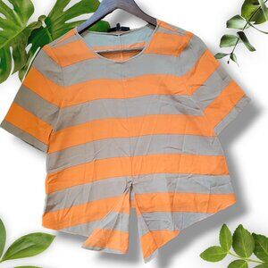 Tibi Silk-Blend Striped Tie-Front Top, sz 0